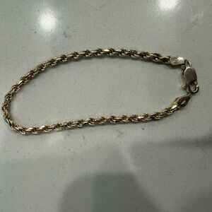 Gold tone 7in Rope Chain Bracelet sterling silver